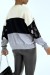 Beige Sequin Pattern Tricolor Fluid Pullover | $10.92 | OKKO MODE