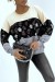 Beige Sequin Pattern Tricolor Fluid Pullover | $10.92 | OKKO MODE