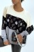 Beige Sequin Pattern Tricolor Fluid Pullover | $10.92 | OKKO MODE