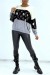 Beige Sequin Pattern Tricolor Fluid Pullover | $10.92 | OKKO MODE