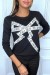 Pull noir à empiècement et strass | 6,83 $ | OKKO MODE