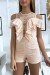 Combi-short en dentelle rose avec de jolis volant plissé | 6,83 $ | OKKO MODE