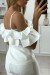 White Boat Neck Blouse with Pleated Ruffle Trim | $5.69 | OKKO MODE