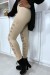 Legging beige con diseño recortado y forrado en malla | 1,37 $ | OKKO MODE