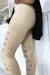 Legging beige con diseño recortado y forrado en malla | 1,37 $ | OKKO MODE