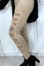 Legging beige con diseño recortado y forrado en malla | 1,37 $ | OKKO MODE