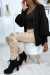 Legging beige con diseño recortado y forrado en malla | 1,37 $ | OKKO MODE