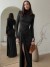 Long-sleeve turtleneck maxi dress in black or brown, S, M, L, natural fiber | $24.82 | OKKO MODE