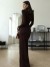Long-sleeve turtleneck maxi dress in black or brown, S, M, L, natural fiber | $24.82 | OKKO MODE