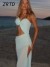 Elegant blue long dress with slit for women, evening wear and summer vacation | €17.01 | OKKO MODE