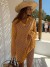 Damen-Strick-Strandkleid in Midilänge, einfarbig sexy durchbrochen lange Ärmel, Boho-Stil, Urlaub, lockere Sommerkleidung 2025 | 26,97 $ | OKKO MODE