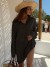 Damen-Strick-Strandkleid in Midilänge, einfarbig sexy durchbrochen lange Ärmel, Boho-Stil, Urlaub, lockere Sommerkleidung 2025 | 26,97 $ | OKKO MODE