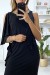Vestido negro con volante en una manga y detalle dorado en el cuello | 6,83 $ | OKKO MODE