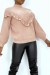 Pull taupe à motif V et détails volants | 10,92 $ | OKKO MODE