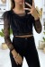 Black Lace Crop Top with Ruffle Detail at Bust | $3.41 | OKKO MODE