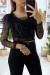 Black Lace Crop Top with Ruffle Detail at Bust | $3.41 | OKKO MODE
