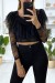 Black Lace Crop Top with Ruffle Detail at Bust | $3.41 | OKKO MODE