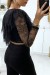 Black Lace Crop Top with Ruffle Detail at Bust | $3.41 | OKKO MODE