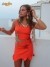 Mini vestido com babados e estampa para mulher, curto, costas descobertas, chique, laranja ou azul | 17,40 $ | OKKO MODE