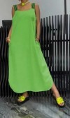 Robe longue fendue en coton et lin pour femmes, col carré sexy, mode estivale décontractée