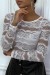 White Lace Sequin Top with Sheer Details | €4.20 | OKKO MODE