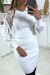 White Knit Dress with Tulle Sleeves | $11.38 | OKKO MODE