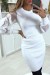 White Knit Dress with Tulle Sleeves | $11.38 | OKKO MODE