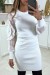 White Knit Dress with Tulle Sleeves | $11.38 | OKKO MODE