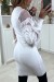 White Knit Dress with Tulle Sleeves | $11.38 | OKKO MODE