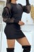 Robe pull noir avec manches en tulle | 11,38 $ | OKKO MODE