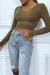 Long Sleeve Taupe Court T-shirt with Chest Wire | $3.41 | OKKO MODE