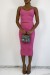 Conjunto ajustado falda lápiz y top canalé rosa fucsia | 10,92 $ | OKKO MODE