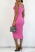 Conjunto ajustado falda lápiz y top canalé rosa fucsia | 10,92 $ | OKKO MODE