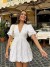 Solid Embroidered Short Elegant Summer Dress White Casual Streetwear Mini Women's Robe | $31.20 | OKKO MODE