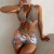 Bikini Style plage lambrissé imprimé maillot de bain pour femme fendu taille haute remorquage pièce pour adolescents biquinis fe | 14,62 $ | OKKO MODE