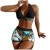 Bikini Style plage lambrissé imprimé maillot de bain pour femme fendu taille haute remorquage pièce pour adolescents biquinis fe | 14,62 $ | OKKO MODE