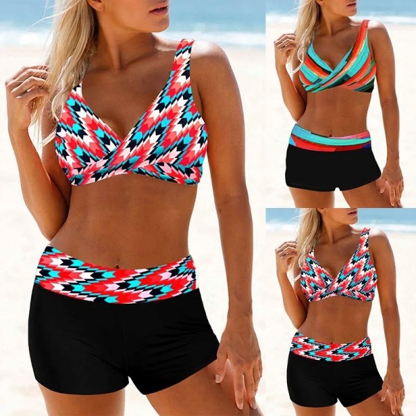 Colorful Wave Print High Quality Women's Summer Bikini Top - S-5XL