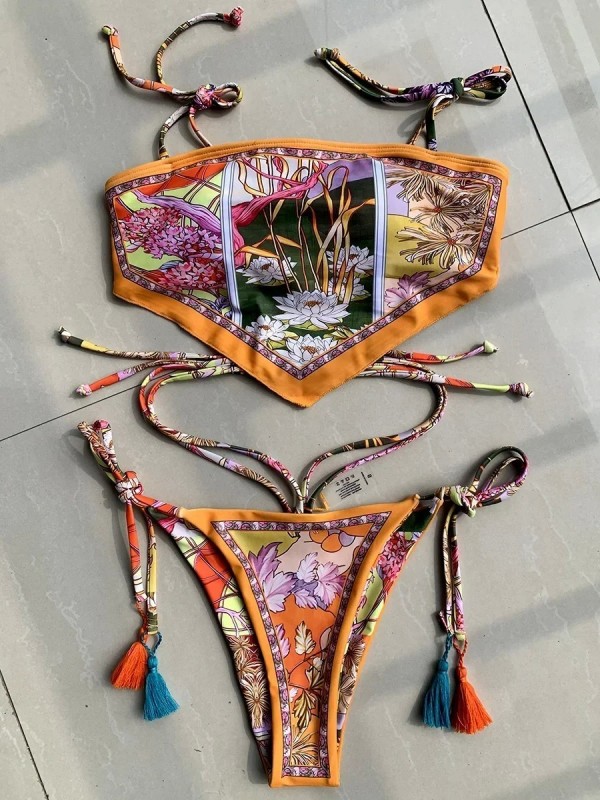 Bikini Set 2025 Damen Bikinis Brasilianischer Badeanzug Zwei Stücke Schnitt
