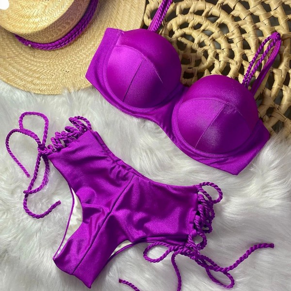 2024 Sexy Brésilien Ensemble Bikini Taille Haute Noir Imprimé Femmes Maillots De Bain Push Up Bikinis Maillot De Bain Femme Biqu