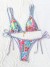 Bikini-Set für Damen, bunt bedruckt, sexy String-Bikini mit Triangel-Oberteil und Neckholder-Rücken | 16,29 $ | OKKO MODE