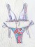 Bikini-Set für Damen, bunt bedruckt, sexy String-Bikini mit Triangel-Oberteil und Neckholder-Rücken | 16,29 $ | OKKO MODE