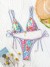 Bikini-Set für Damen, bunt bedruckt, sexy String-Bikini mit Triangel-Oberteil und Neckholder-Rücken | 16,29 $ | OKKO MODE