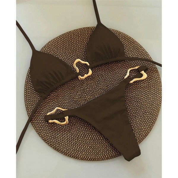 Sexy licou Micro Bikini 2025 femmes maillot de bain maillots de bain unis string Bikinis ensemble brésilien vêtements de plage m