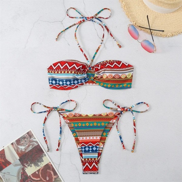 Bikini Boho Estampado Mujer - Diseño Retro y Tendencia