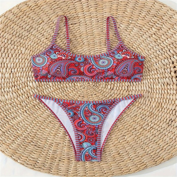 Vintage imprimé Bikinis ensembles rayé frontière Y2K Bikini maillot de bain Push Up vacances maillots de bain femmes tenue de pl