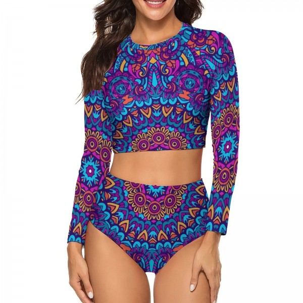 Bikini Mandala Étnico Mujer, Talle Alto, Push Up