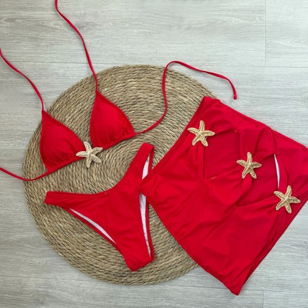 Conjunto Bikini Negro Brasileño 2025 - Tres Piezas