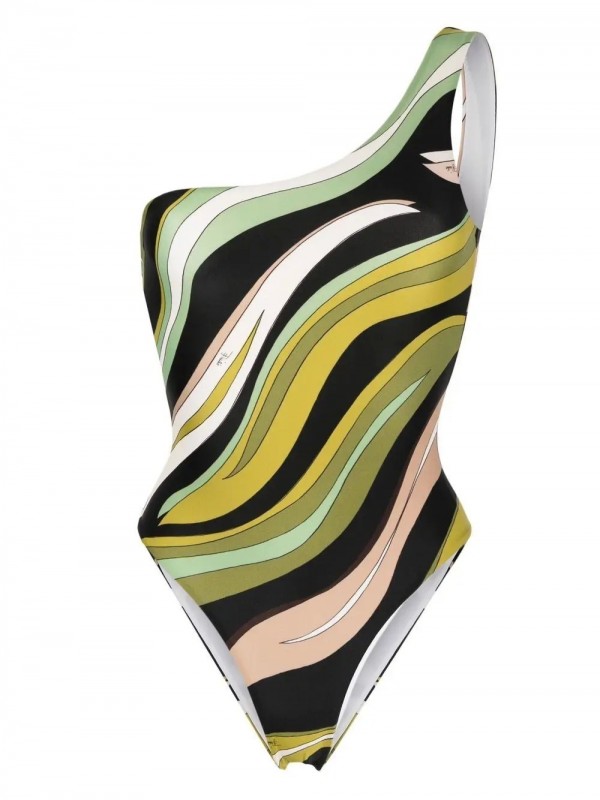 One Shoulder Striped One Piece Swimsuit for Women 2025